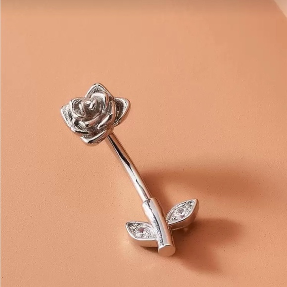 14g Silver Flower Shaped Belly Ring- NWT - Picture 2 of 15